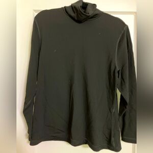Lands End Black Thermal Long Underwear Top Long Sleeve Merino Wool Blend 1X